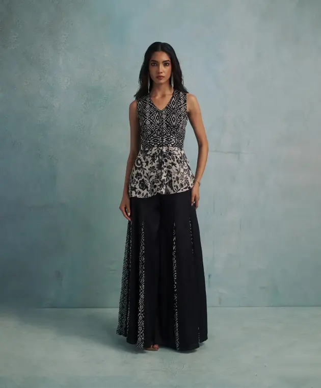 Black Georgette Sharara Set