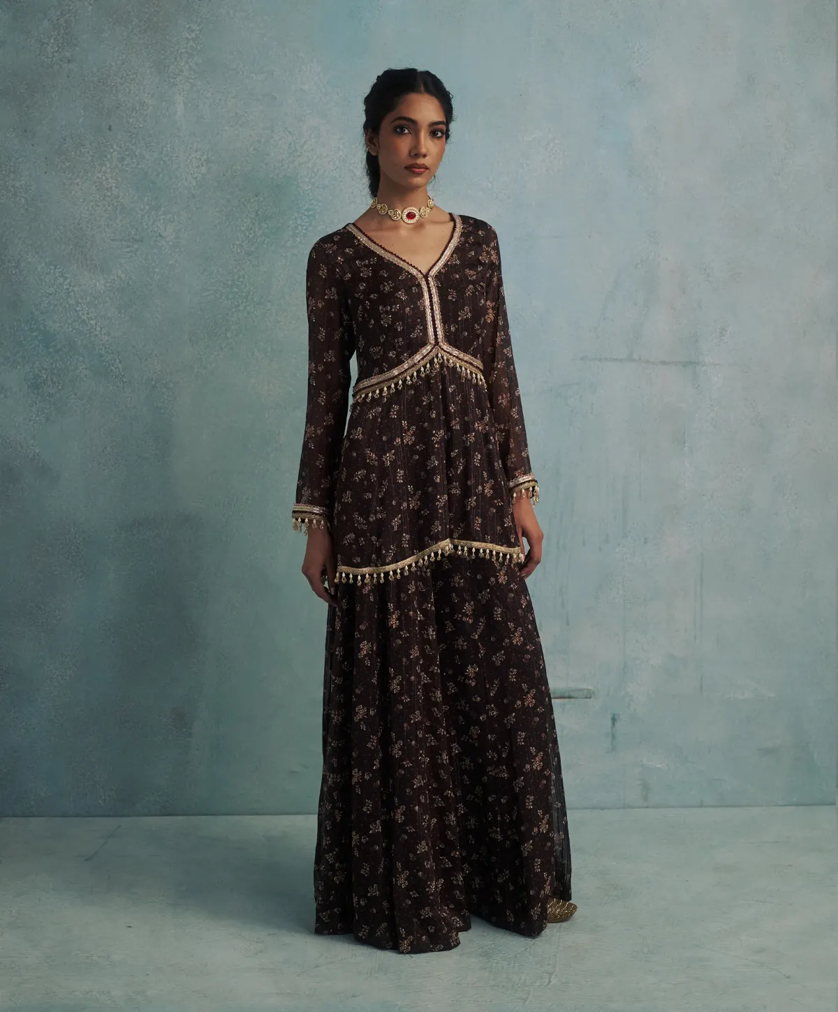 Brown Georgette Sharara Set - Image 2