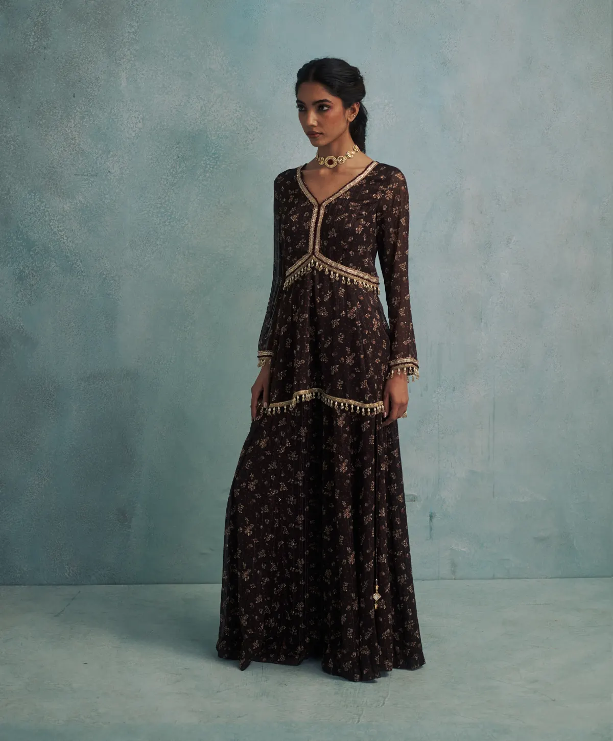 Brown Georgette Sharara Set - Image 3