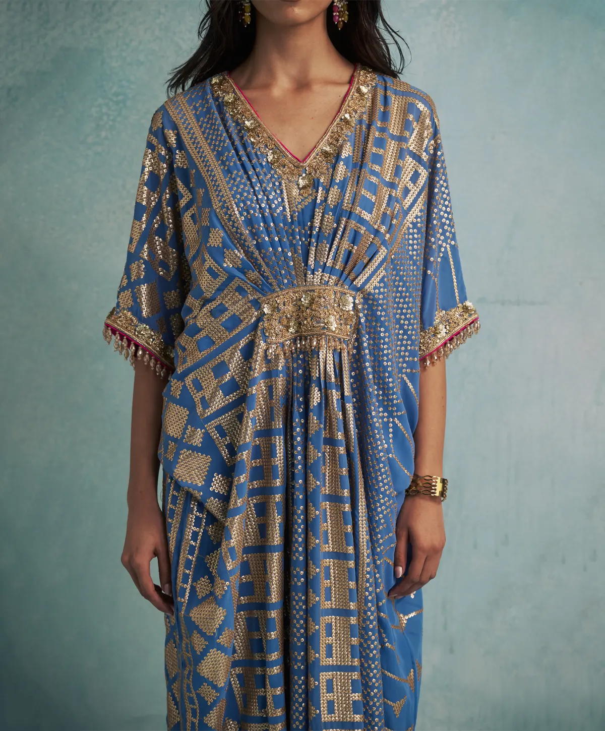 Georgette Blue Kaftan - Image 4