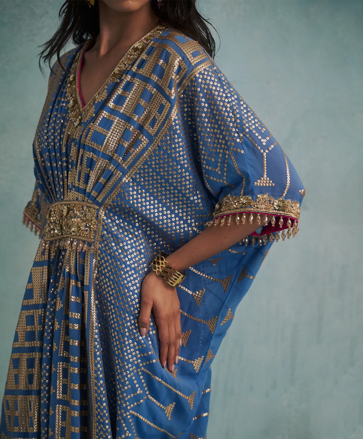 Georgette Blue Kaftan - Image 5