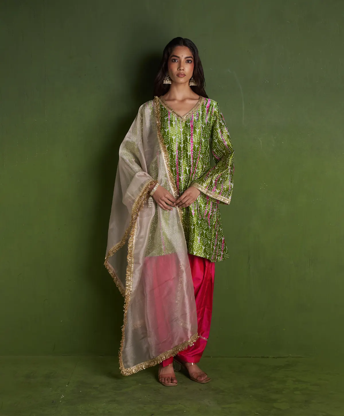 Green Silk Suit Set