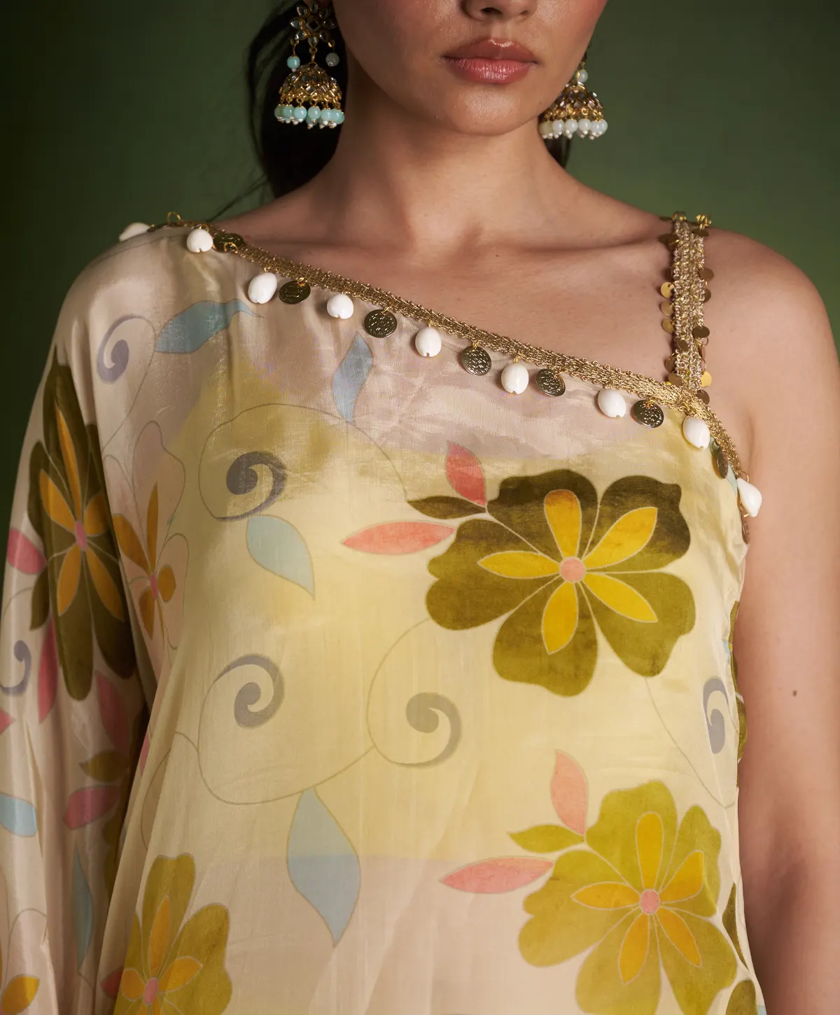 Lemon Satin Organza Cape with inner and Pallazo - Image 4
