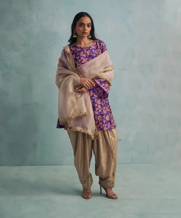 Purple Silk Suit Set