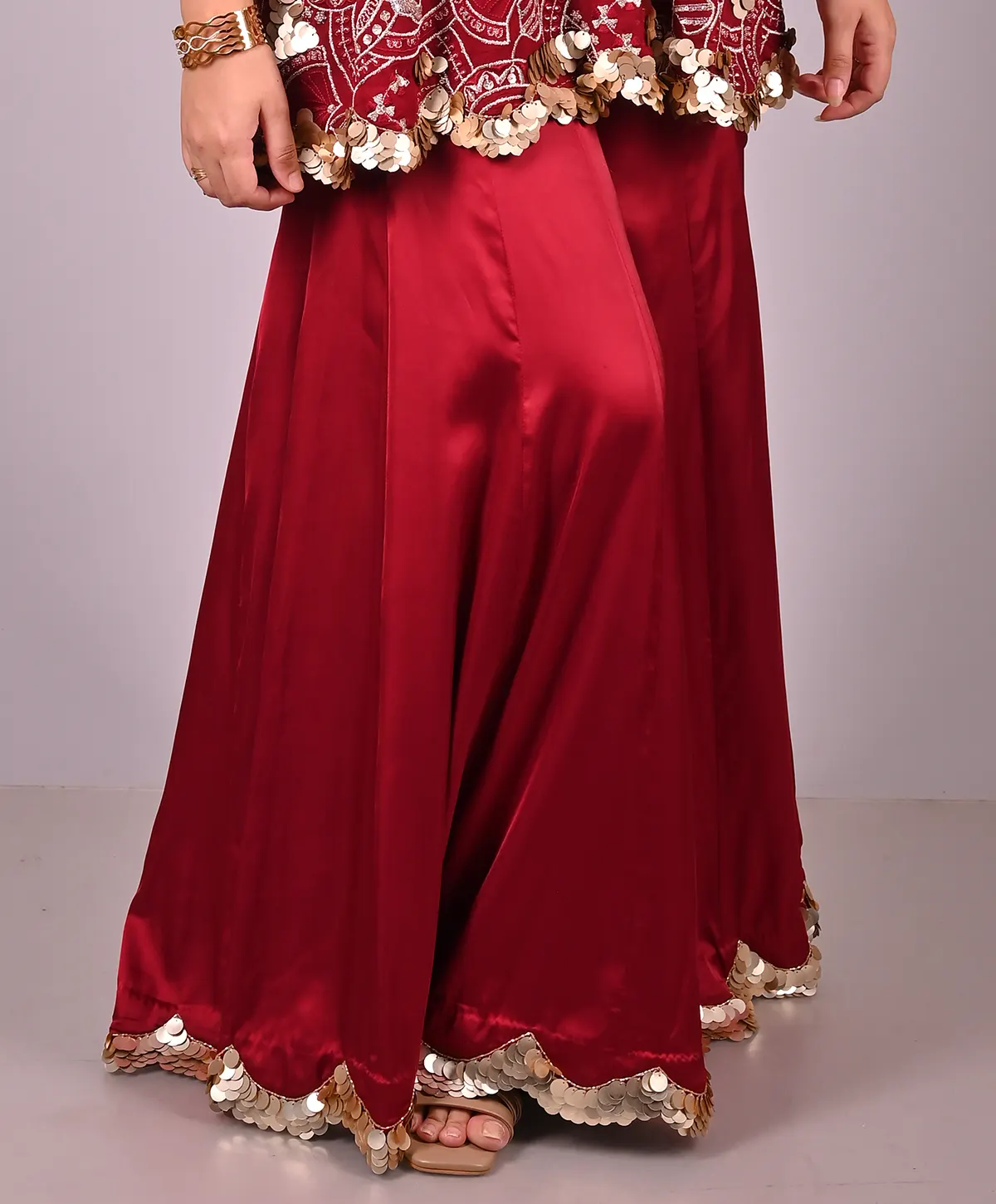 Maroon and Gold Sharara Set - Image 5