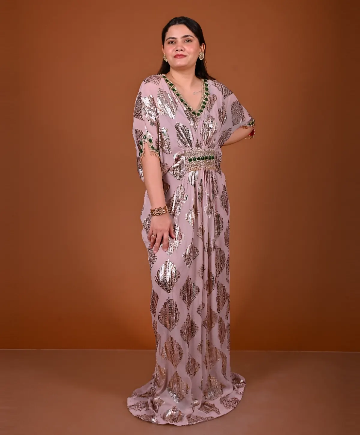 Pink Sequinned Kaftan